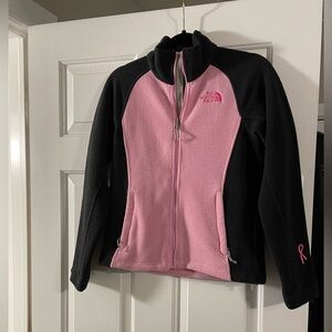 Black & Pink Zip-Up Fleece NorthFace Jacket